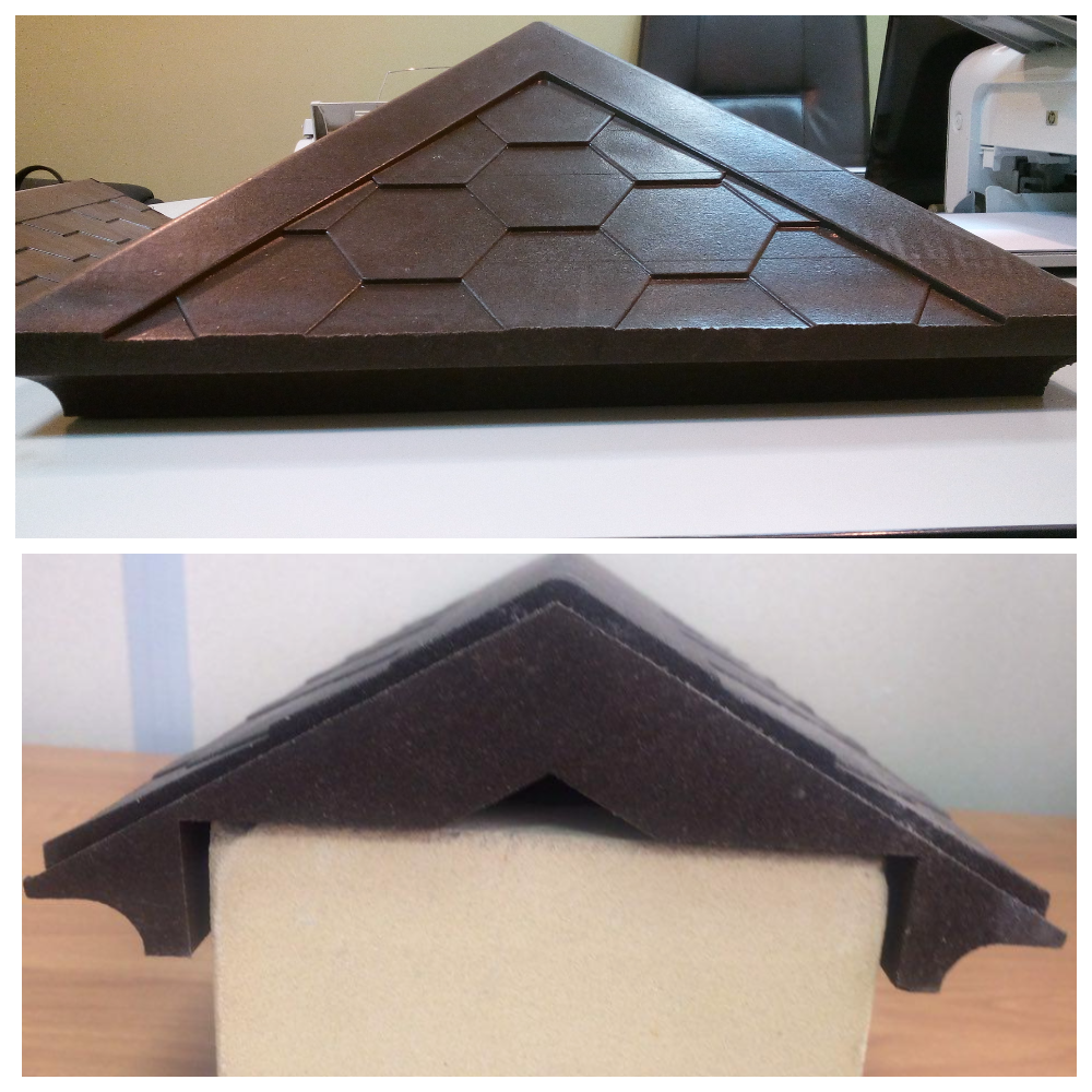 Колпак ППК «Гибкая черепица» - защита столба кирпичного забора